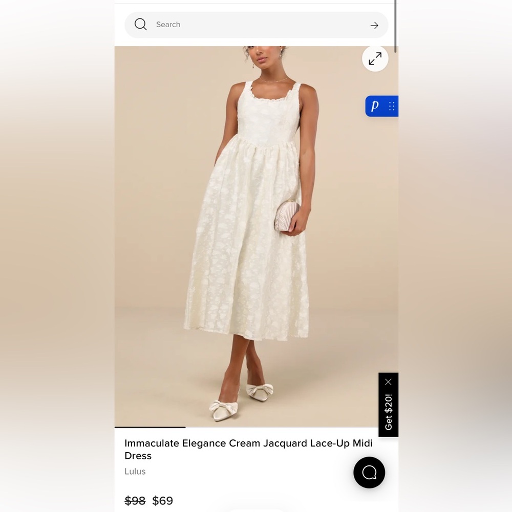 Lulus Immaculate Elegance Cream Jacquard Lace-up Midi Dress White - Size XS